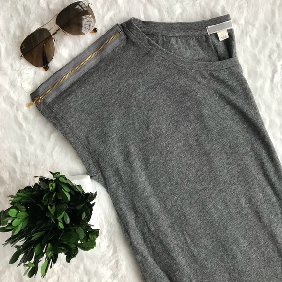 & tomorrow Tops - Gray 100% Cotton Top w/Exposed Zipper
